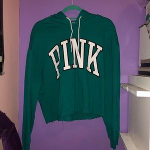 VS PINK teal cropped hoodie
